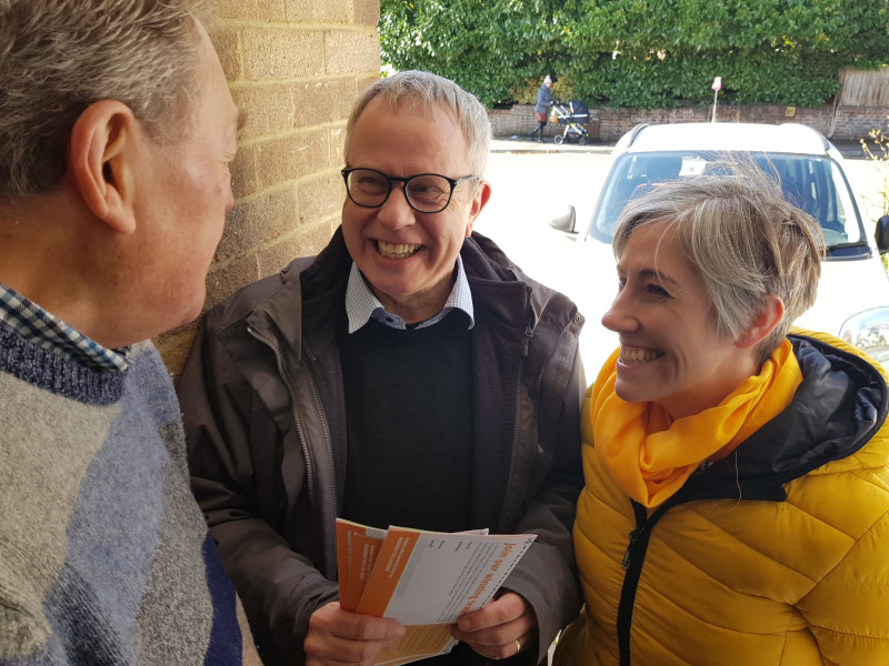 Chris White campaigning door-to-door
